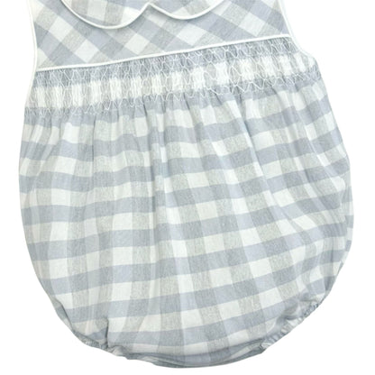 *SALE* Baby Unisex Grey Smock Checked Romper "MYD2418G"
