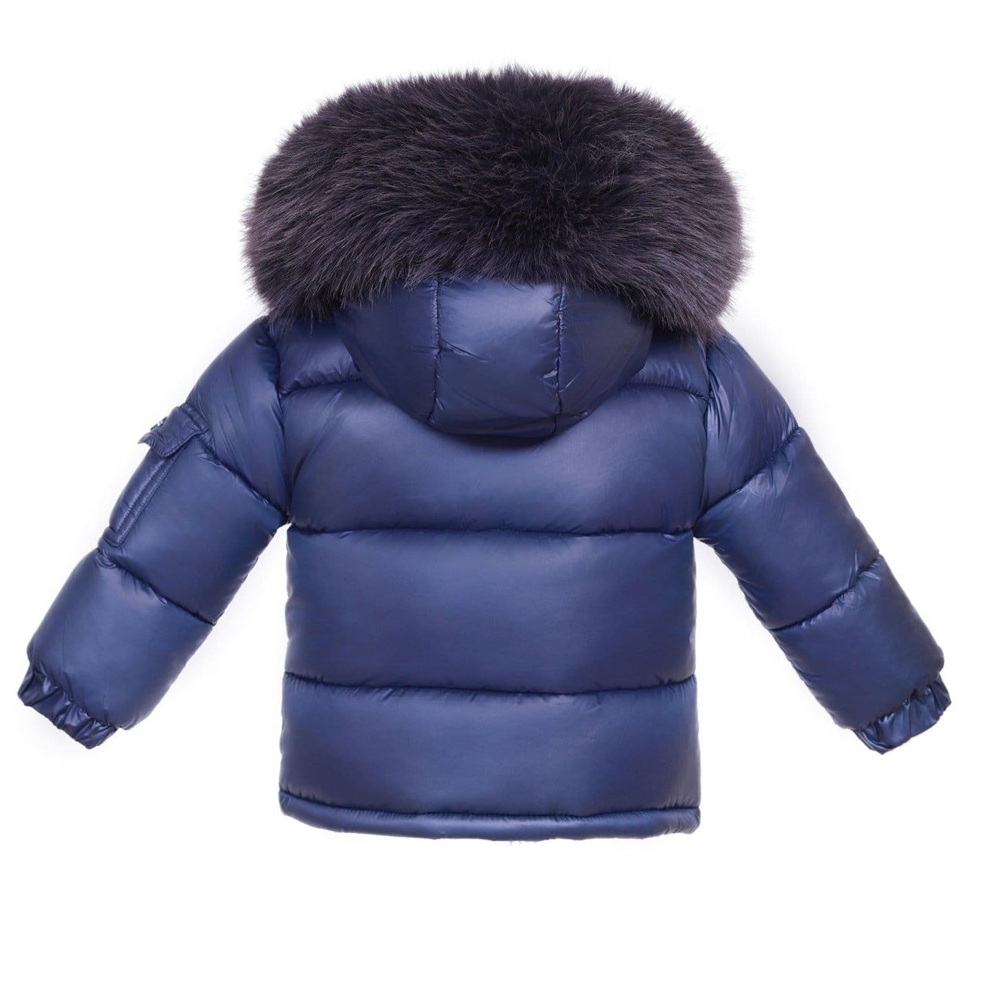 *SALE* Baby Unisex Navy Puffer Coat with Faux Fur Hood "MYD409N"