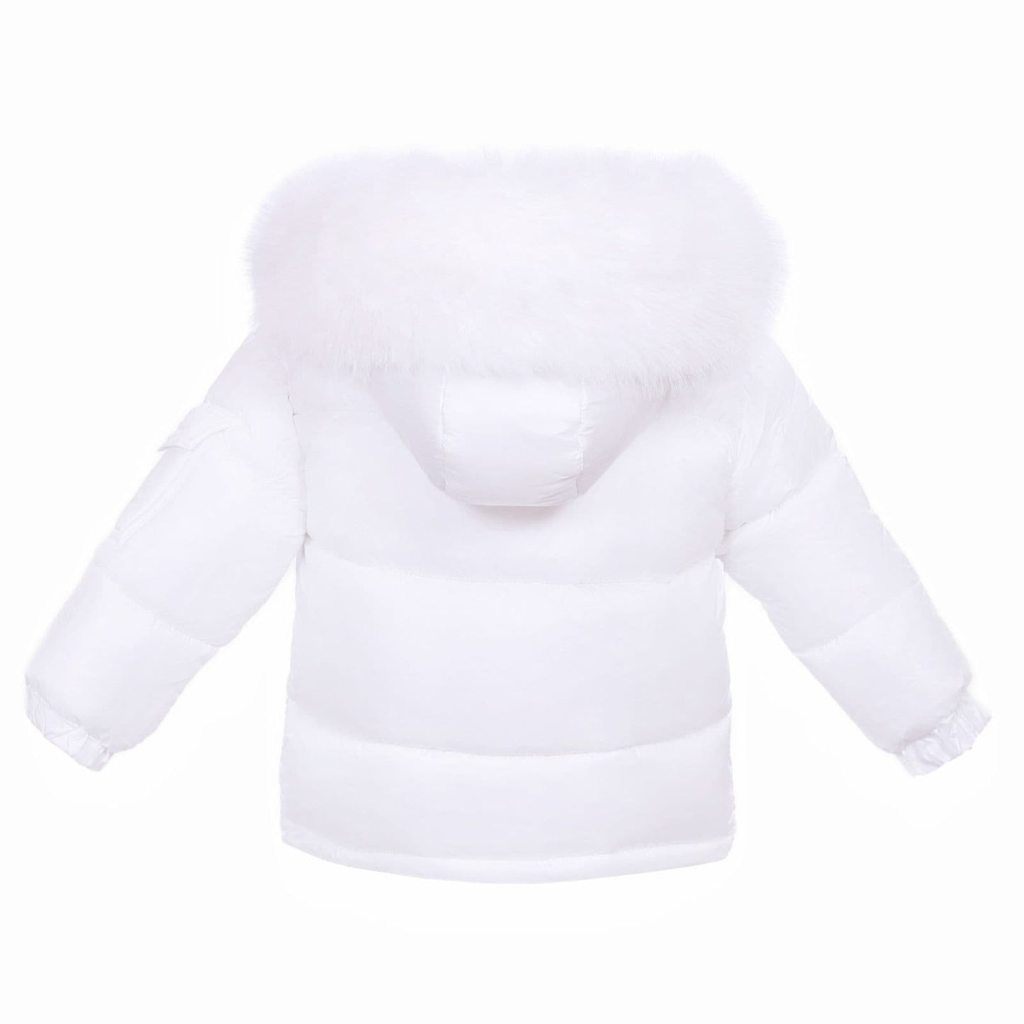 *SALE* Baby Unisex White Puffer Coat with Faux Fur Hood "MYD409W"