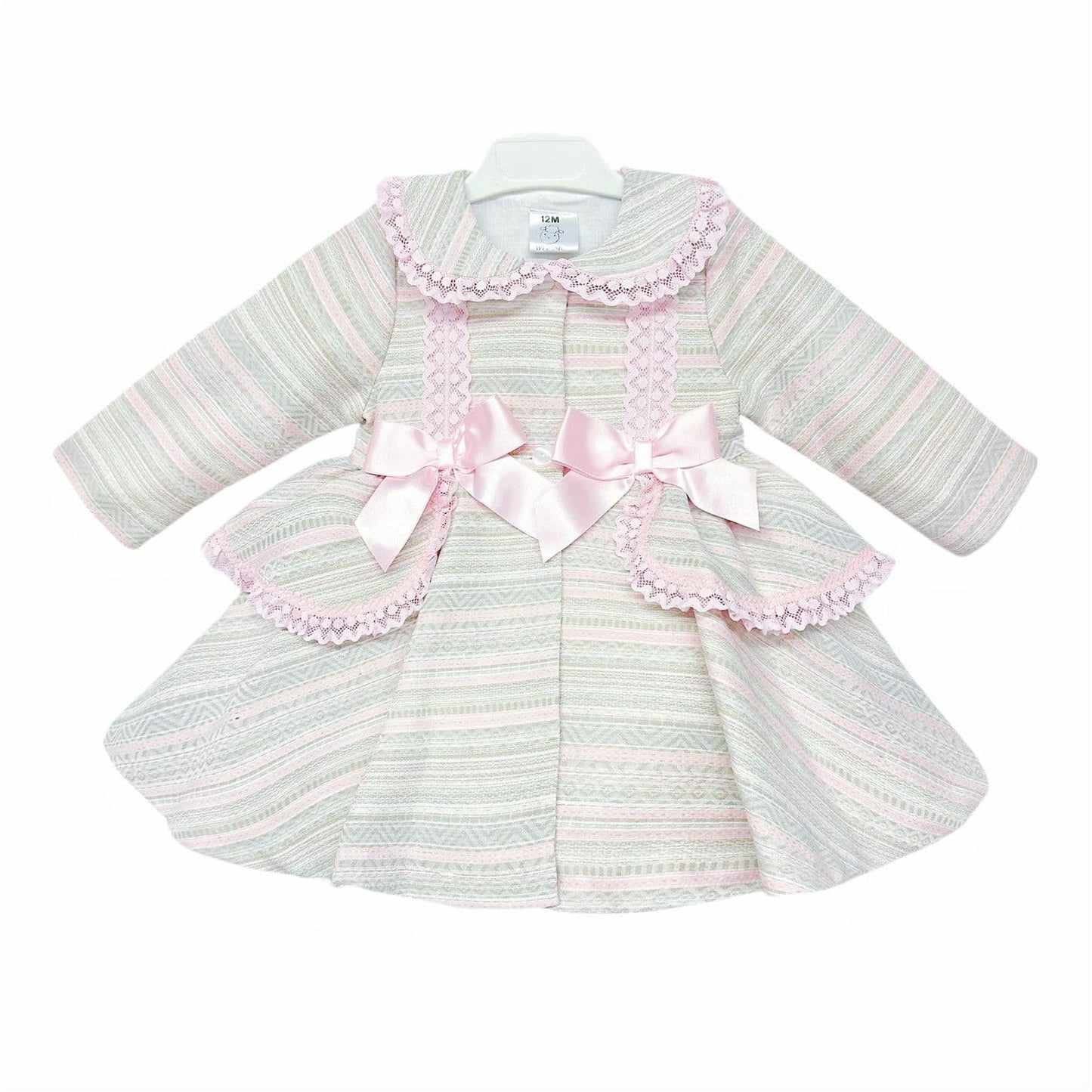 *SALE* Beige & Pink Puff Ball Stripe Woven Jacket "MYD2268"