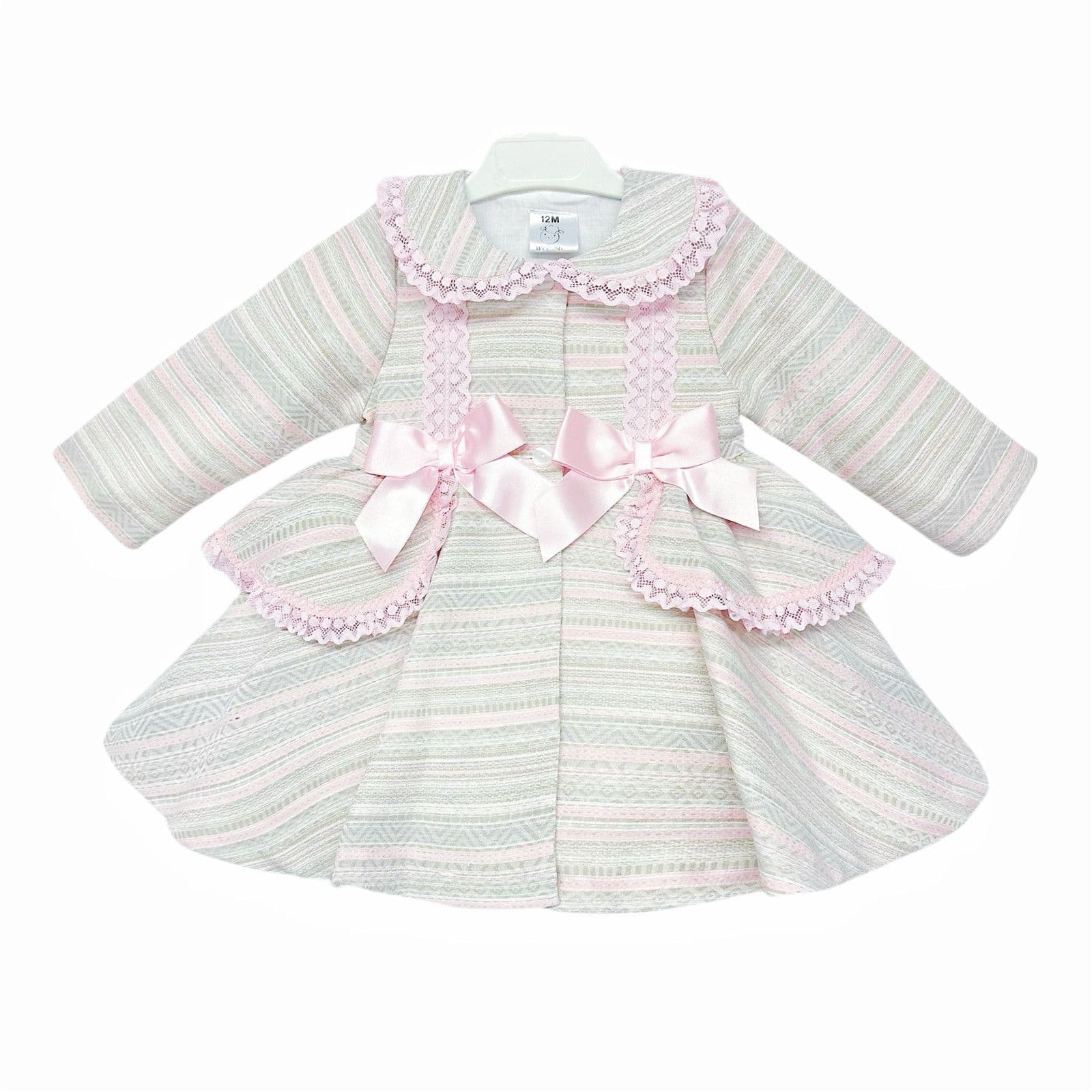 *SALE* Beige & Pink Puff Ball Stripe Woven Jacket "MYD2268"