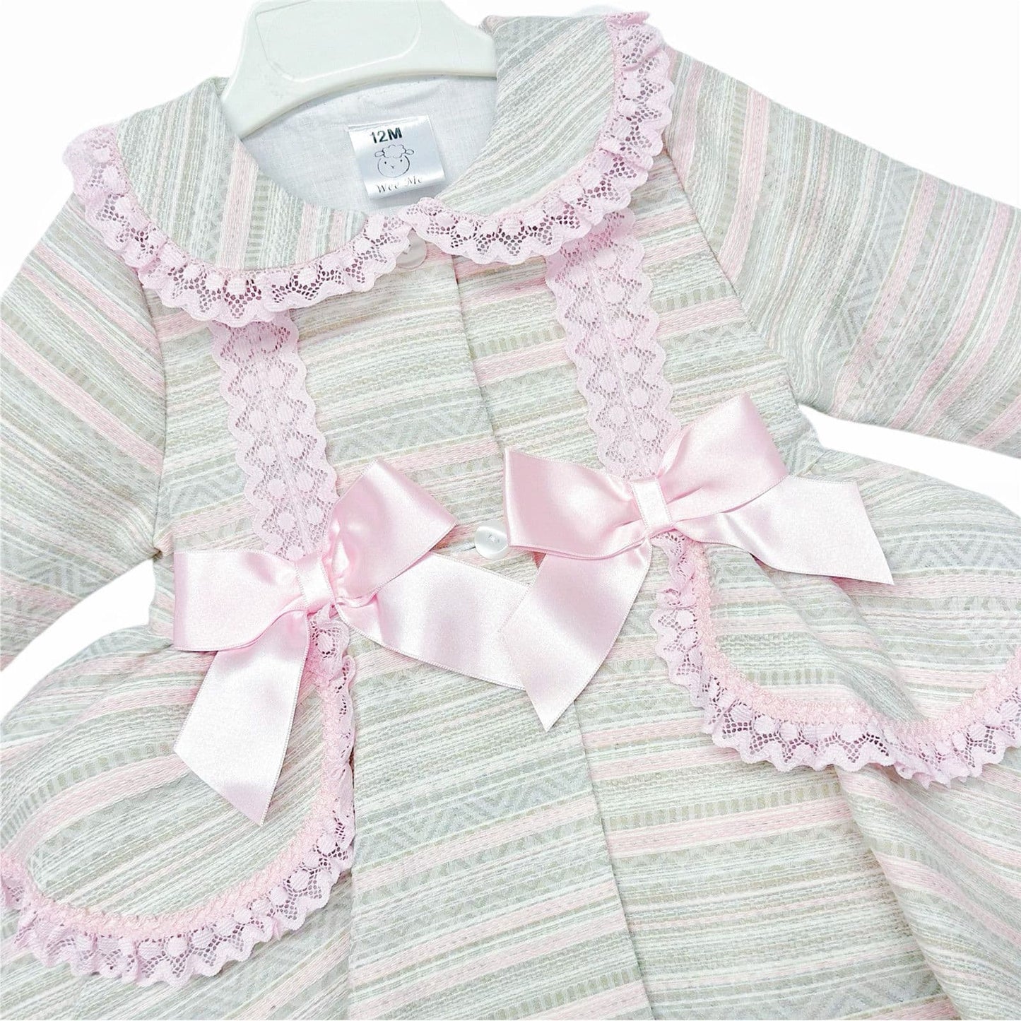 *SALE* Beige & Pink Puff Ball Stripe Woven Jacket "MYD2268"