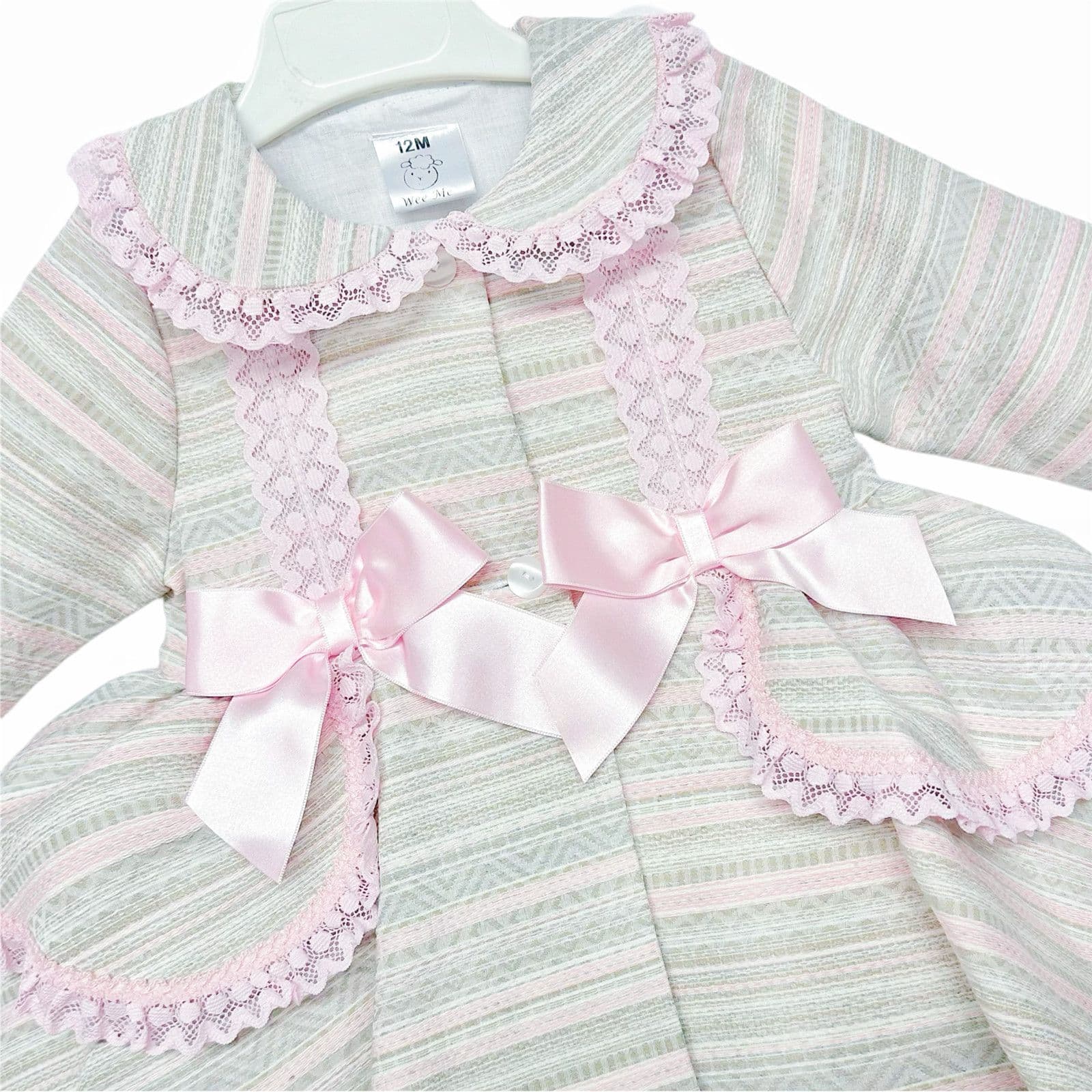 *SALE* Beige & Pink Puff Ball Stripe Woven Jacket "MYD2268"