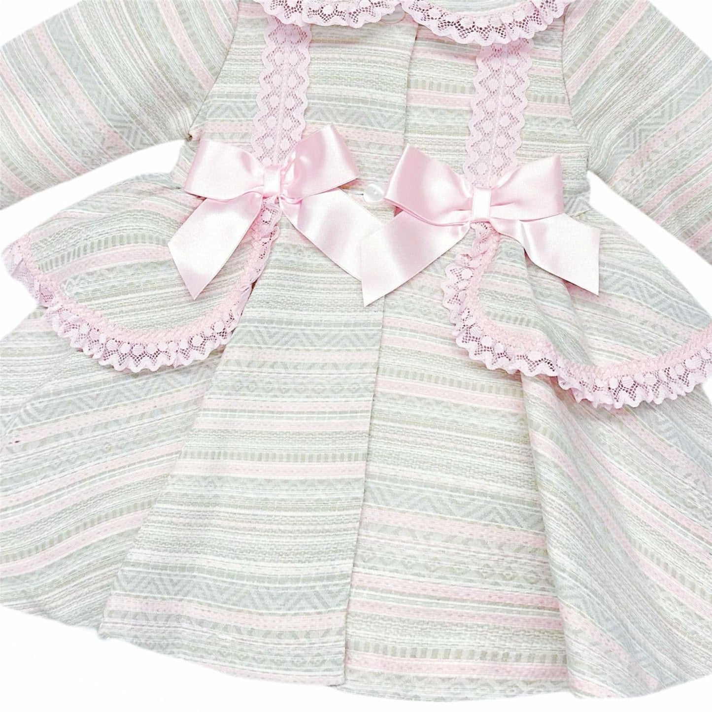 *SALE* Beige & Pink Puff Ball Stripe Woven Jacket "MYD2268"