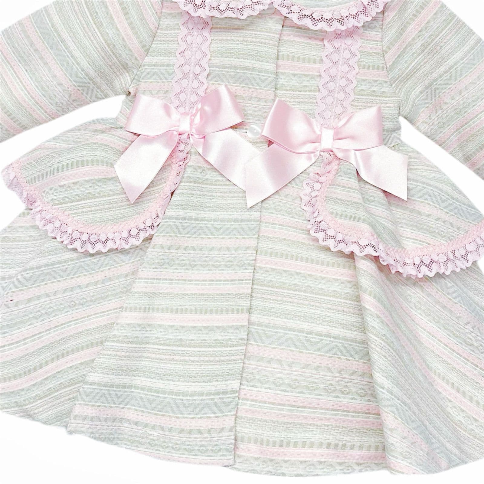 *SALE* Beige & Pink Puff Ball Stripe Woven Jacket "MYD2268"