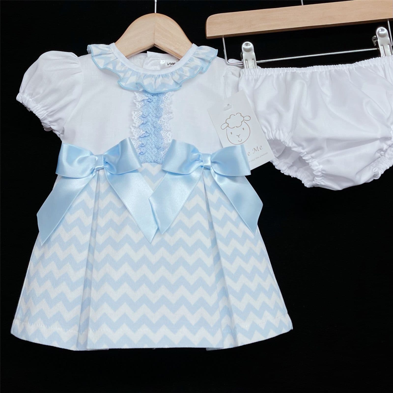 *SALE* Blue Chevron Print A Line Bow Dress with Pants "MYD304 B"