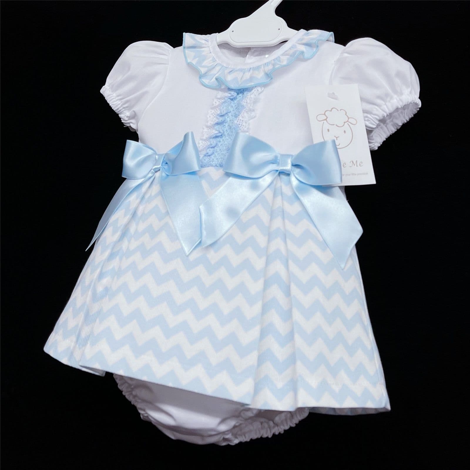 *SALE* Blue Chevron Print A Line Bow Dress with Pants "MYD304 B"