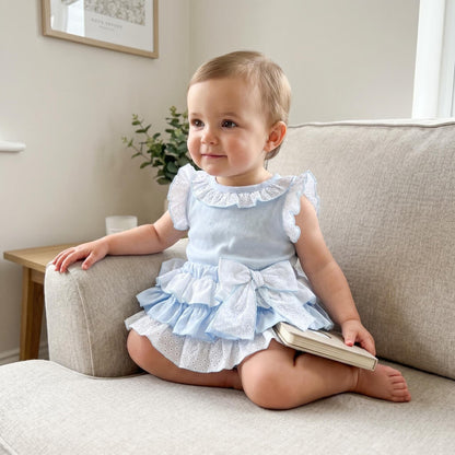 *SALE* Blue Frilly Shorts with Linen Top "MYD318 B"