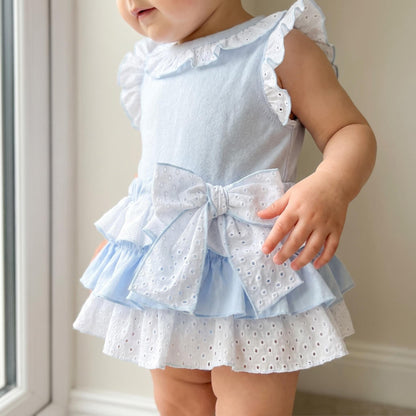 *SALE* Blue Frilly Shorts with Linen Top "MYD318 B"