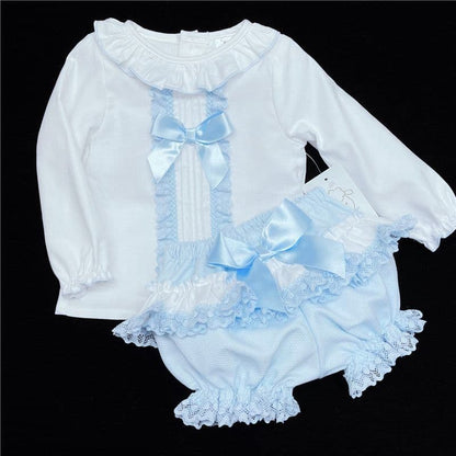 *SALE* Blue Lacey Shorts Set Big Satin Bow "MYD831B"