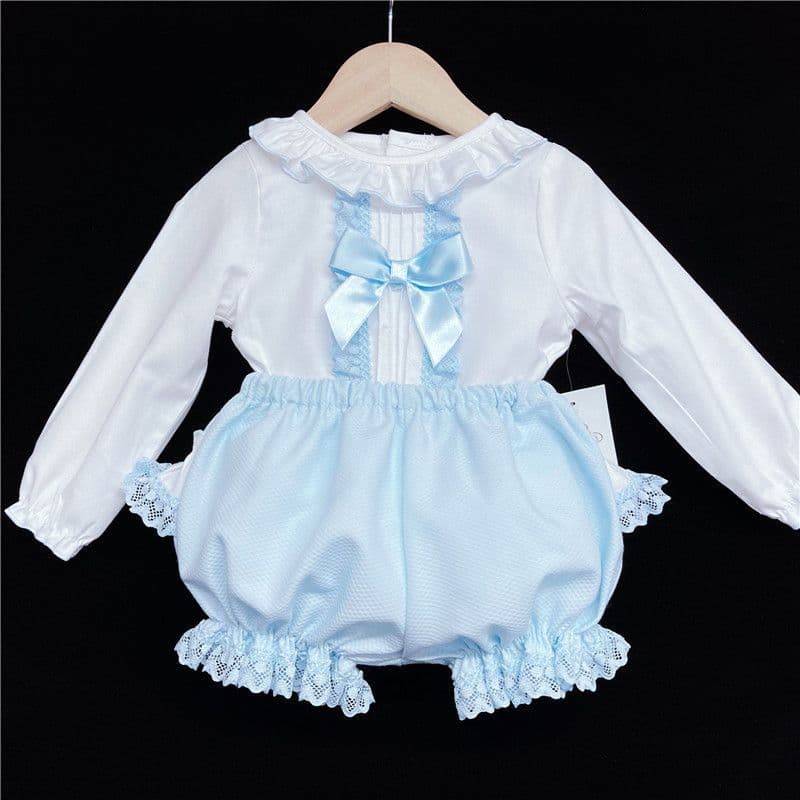 *SALE* Blue Lacey Shorts Set Big Satin Bow "MYD831B"