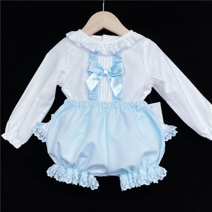 *SALE* Blue Lacey Shorts Set Big Satin Bow "MYD831B"