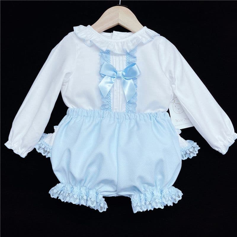*SALE* Blue Lacey Shorts Set Big Satin Bow "MYD831B"