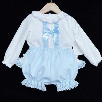 *SALE* Blue Lacey Shorts Set Big Satin Bow "MYD831B"