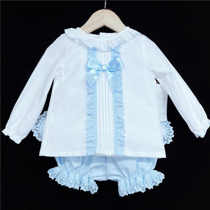 *SALE* Blue Lacey Shorts Set Big Satin Bow "MYD831B"