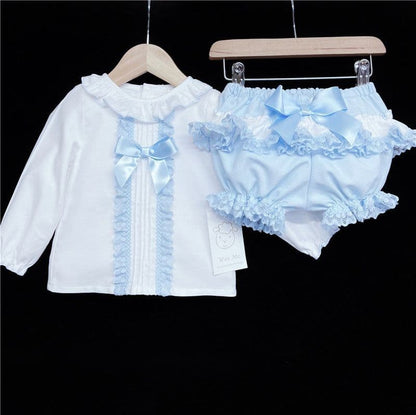 *SALE* Blue Lacey Shorts Set Big Satin Bow "MYD831B"