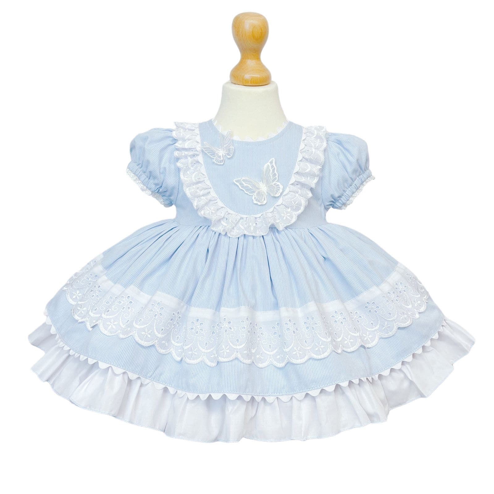 *SALE* Blue Puff Ball Dress Butterfly Ornament "2140 B"