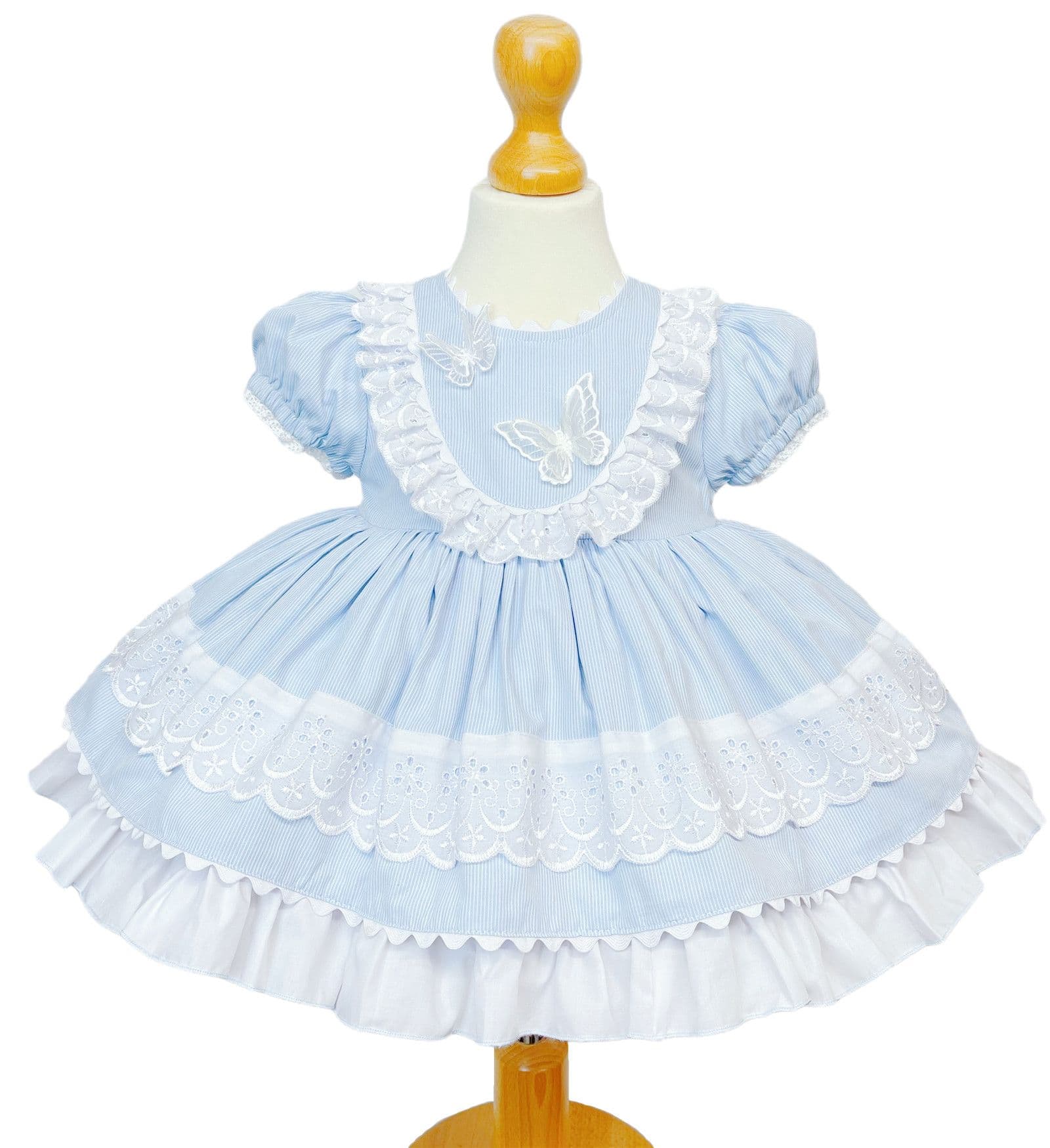 *SALE* Blue Puff Ball Dress Butterfly Ornament "2140 B"