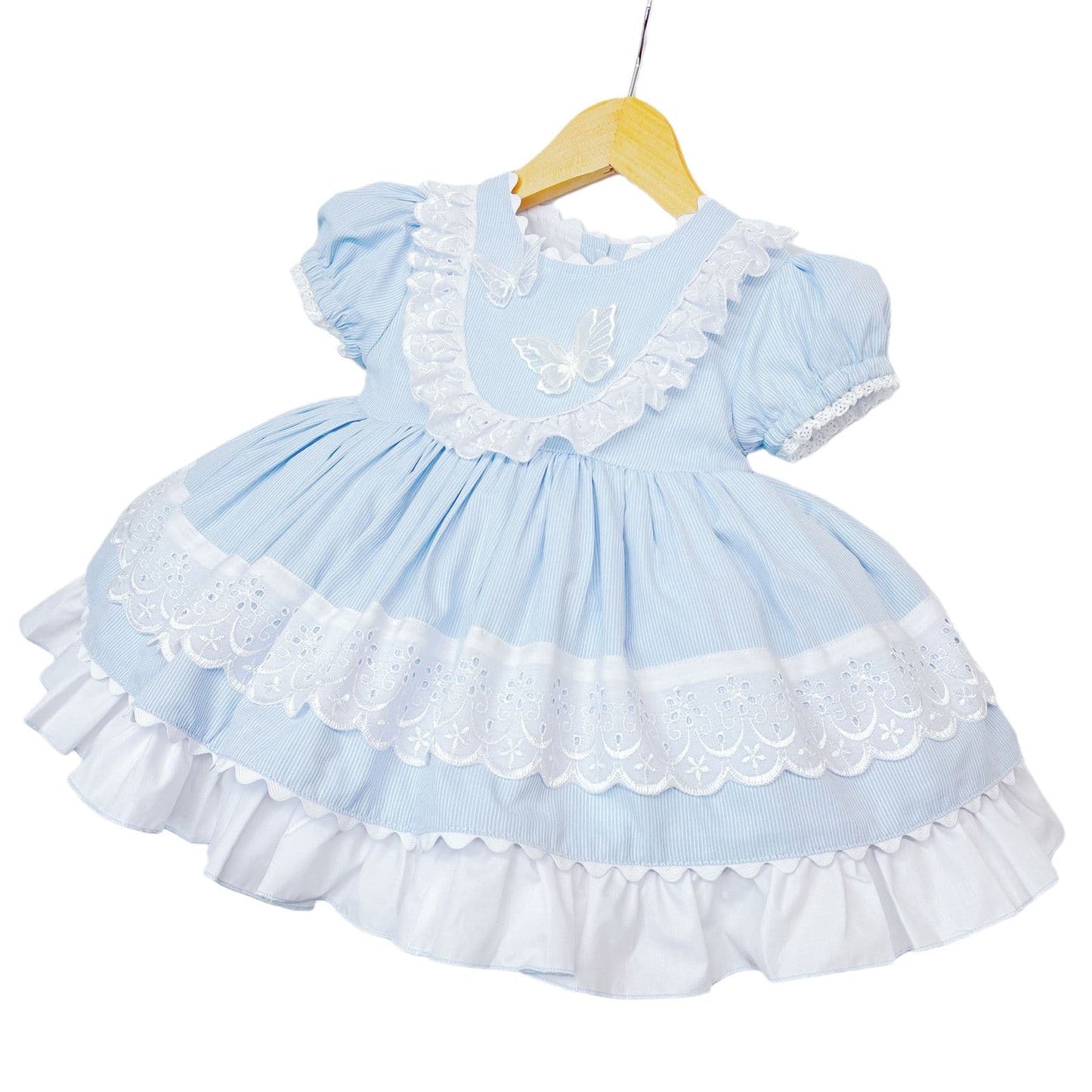 *SALE* Blue Puff Ball Dress Butterfly Ornament "2140 B"