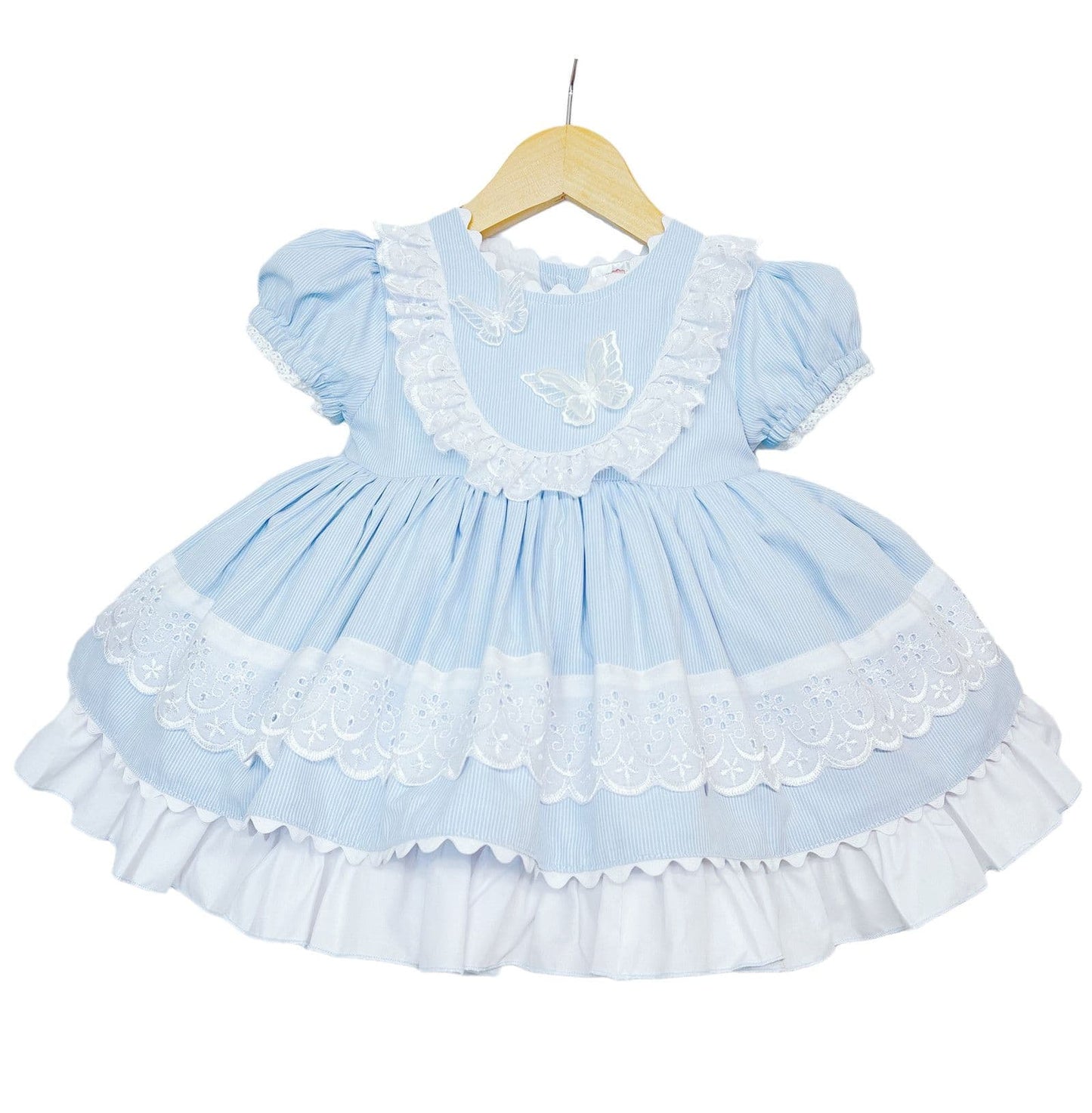 *SALE* Blue Puff Ball Dress Butterfly Ornament "2140 B"
