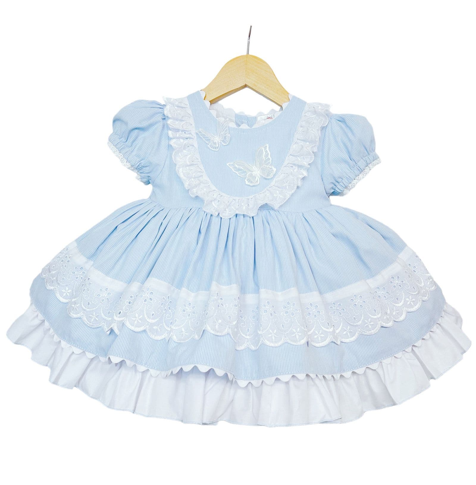 *SALE* Blue Puff Ball Dress Butterfly Ornament "2140 B"