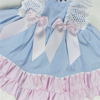 *SALE* Blue Puff Ball Dress Frilly Shoulder Satin Bows "2158 Blue"