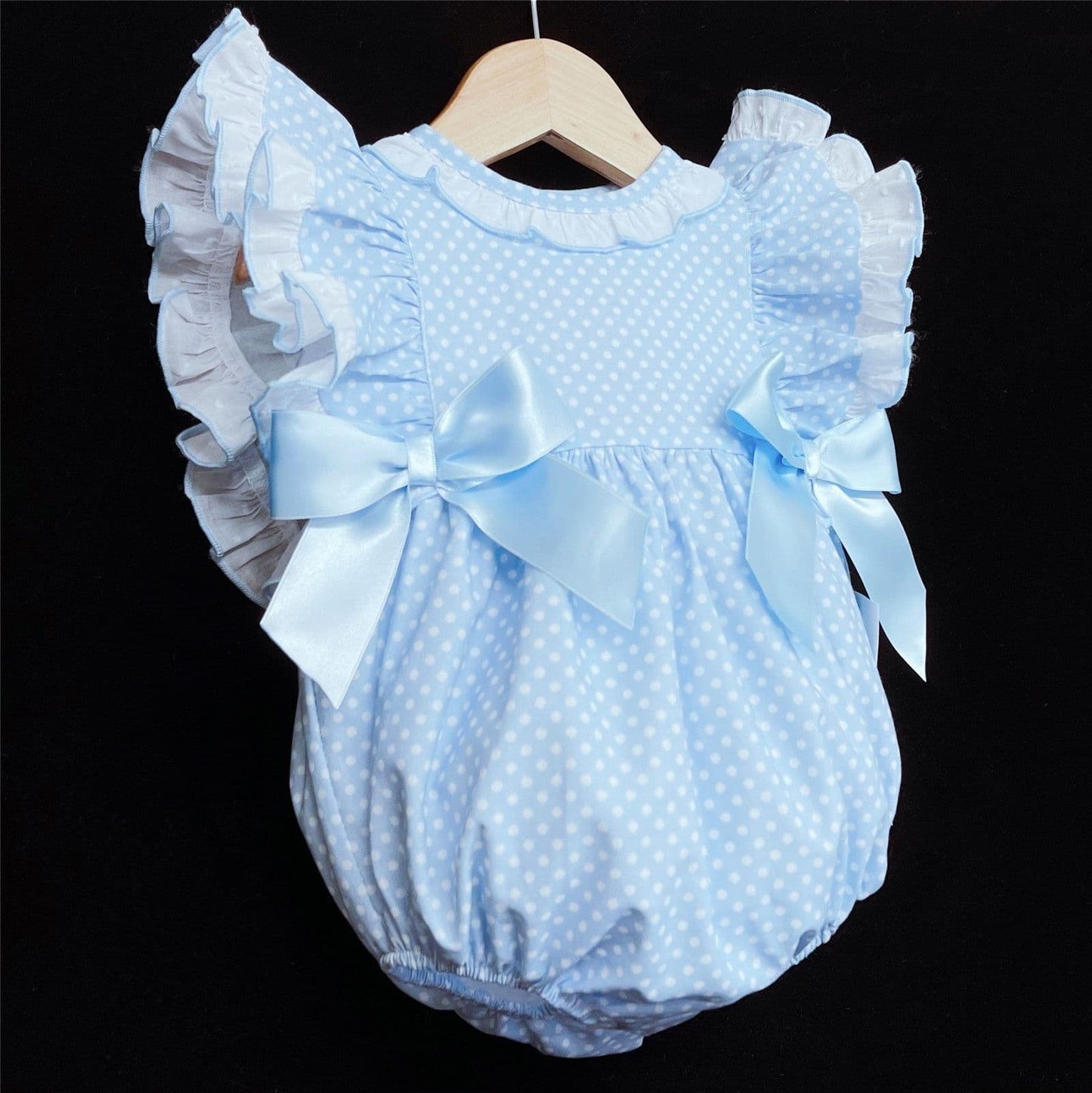 *SALE* Blue Spotty Frilly Shoulder Romper "MYD302 B"