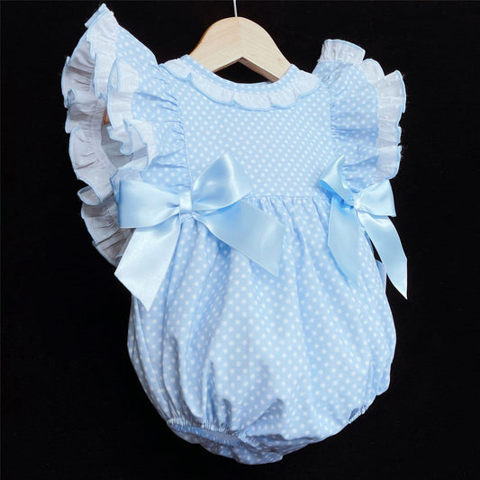 *SALE* Blue Spotty Frilly Shoulder Romper "MYD302 B"