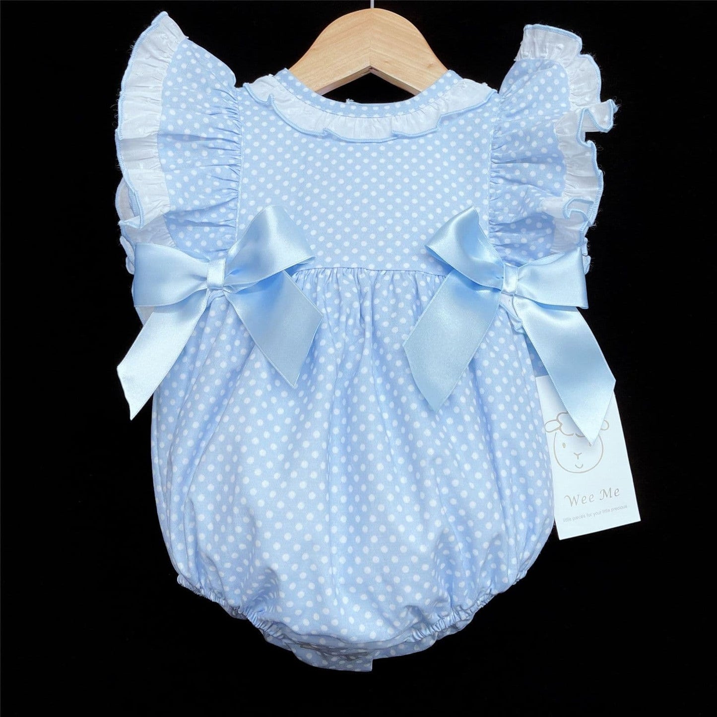 *SALE* Blue Spotty Frilly Shoulder Romper "MYD302 B"
