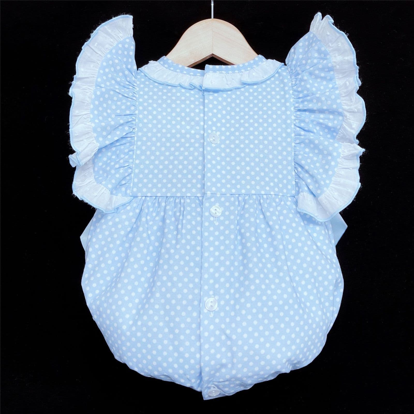 *SALE* Blue Spotty Frilly Shoulder Romper "MYD302 B"
