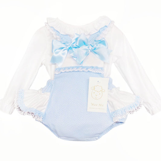 *SALE* Blue Spotty Romper with Shirt Frilly Back "MYD202B"