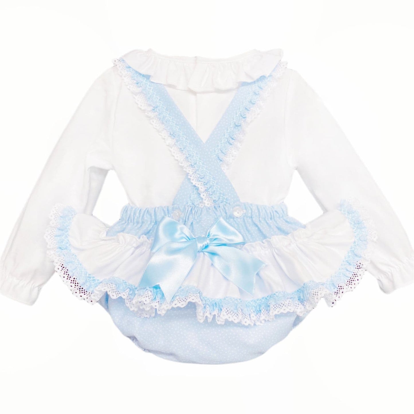 *SALE* Blue Spotty Romper with Shirt Frilly Back "MYD202B"