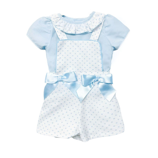 *SALE* Blue Waffle Spoty Dungaree with Top "MYD2321B"