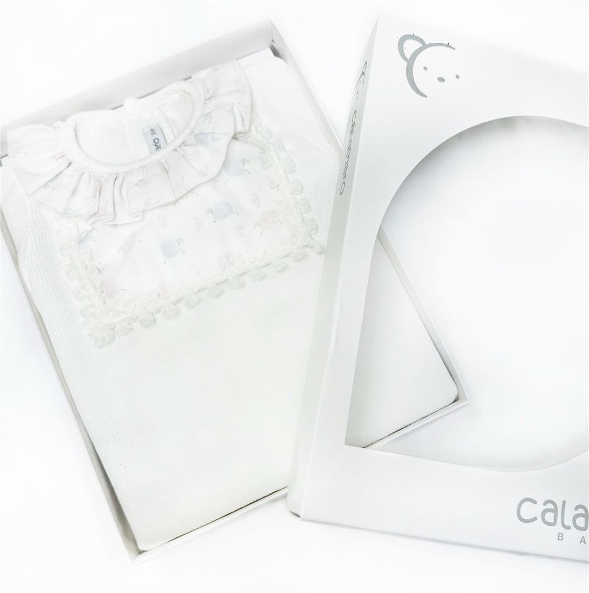 *SALE* Calamaro Baby Girl Beige with Peach Romper Set "17862"