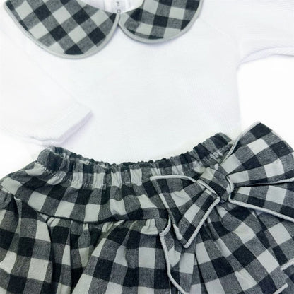 *SALE* Calamaro Baby Girl Black Checked Skirt with Top "17876"