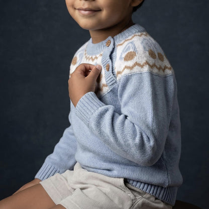 *SALE* FOQUE Baby Boy Sky Blue Patterned Knitted Jumper 2421229