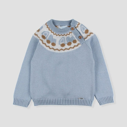 *SALE* FOQUE Baby Boy Sky Blue Patterned Knitted Jumper 2421229