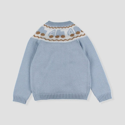 *SALE* FOQUE Baby Boy Sky Blue Patterned Knitted Jumper 2421229