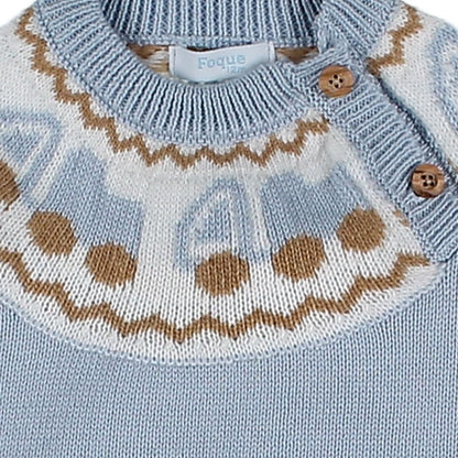 *SALE* FOQUE Baby Boy Sky Blue Patterned Knitted Jumper 2421229