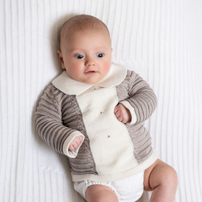 *SALE* FOQUE Baby Boys Beige & Taupe Knitted Cardigan & Body Set "2424200"