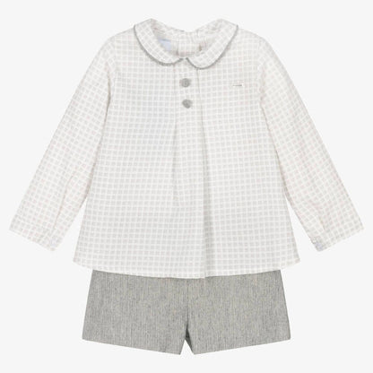 *SALE* FOQUE Baby Boys Grey Cotton Shirt with Shorts "2324106"