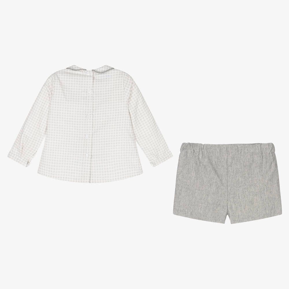 *SALE* FOQUE Baby Boys Grey Cotton Shirt with Shorts "2324106"