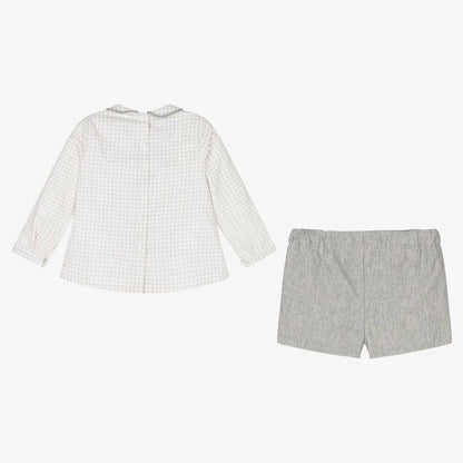 *SALE* FOQUE Baby Boys Grey Cotton Shirt with Shorts "2324106"