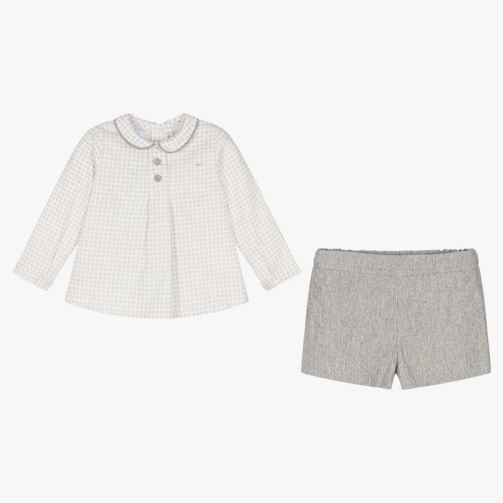 *SALE* FOQUE Baby Boys Grey Cotton Shirt with Shorts "2324106"