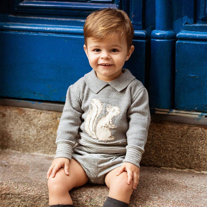 *SALE* FOQUE Baby Boys Grey Squirrel Shorts Set "2324105"