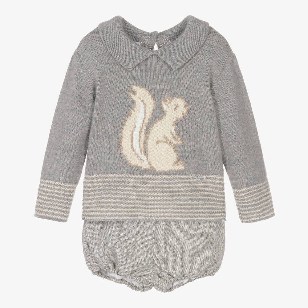 *SALE* FOQUE Baby Boys Grey Squirrel Shorts Set "2324105"
