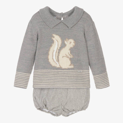 *SALE* FOQUE Baby Boys Grey Squirrel Shorts Set "2324105"