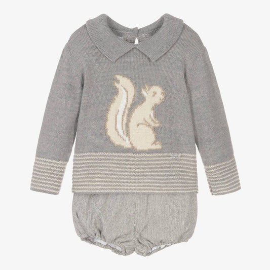 *SALE* FOQUE Baby Boys Grey Squirrel Shorts Set "2324105"