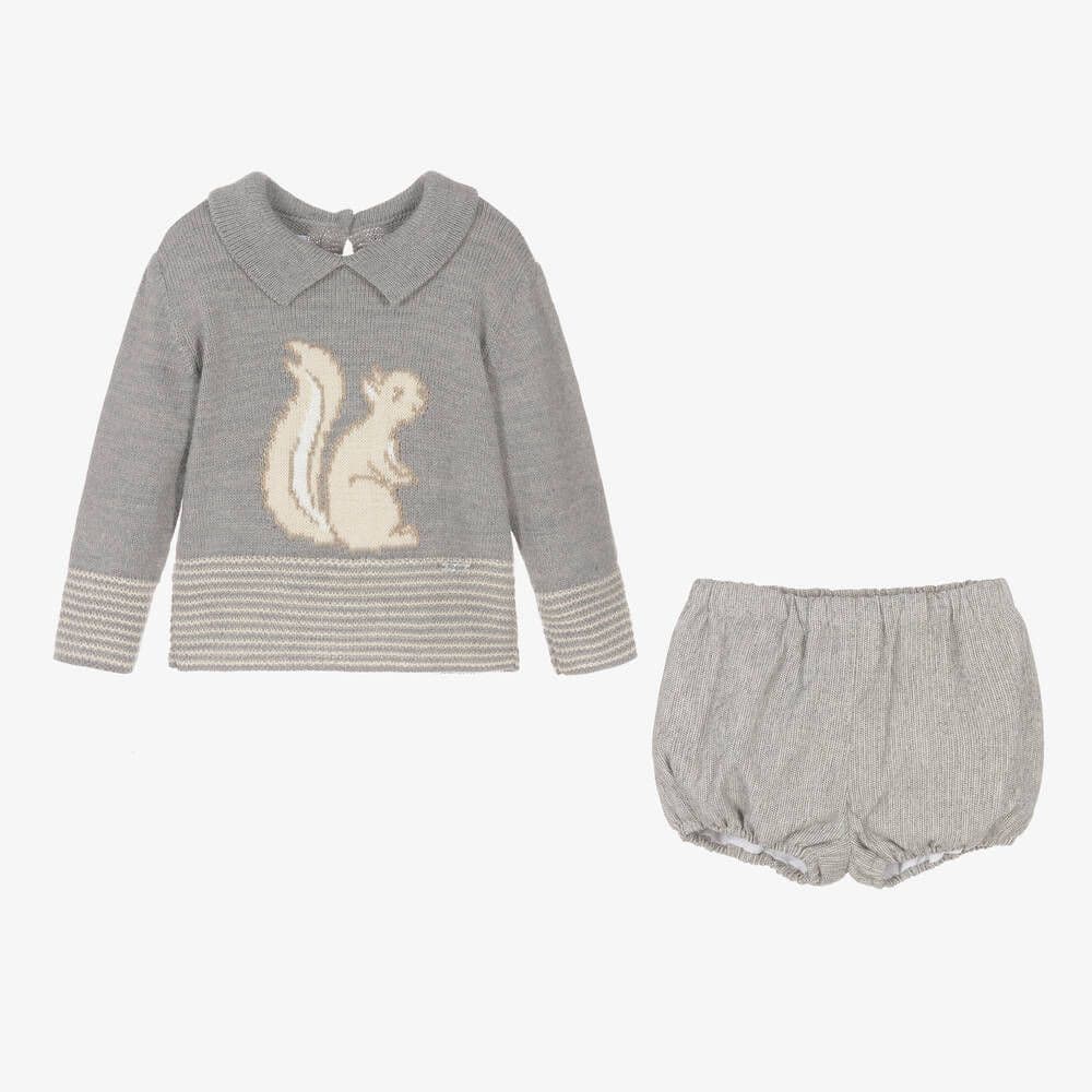 *SALE* FOQUE Baby Boys Grey Squirrel Shorts Set "2324105"