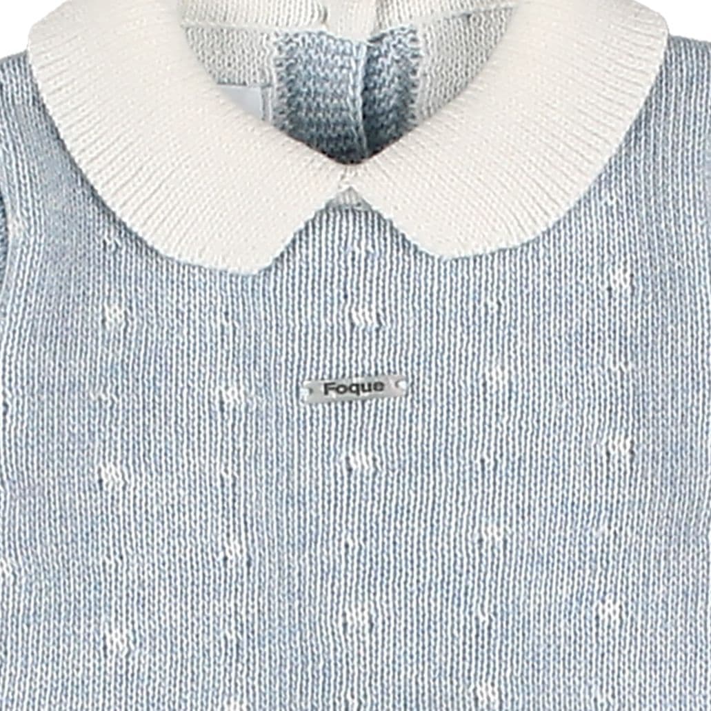 *SALE* FOQUE Baby Boys Misty Blue Knitted Top & Checked Bloomers Set "2424205"